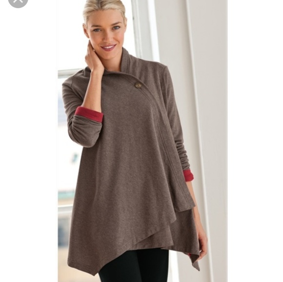 J. Jill Jackets & Blazers - XL Pure Jill by J.Jill Brown & Red Winter Cape